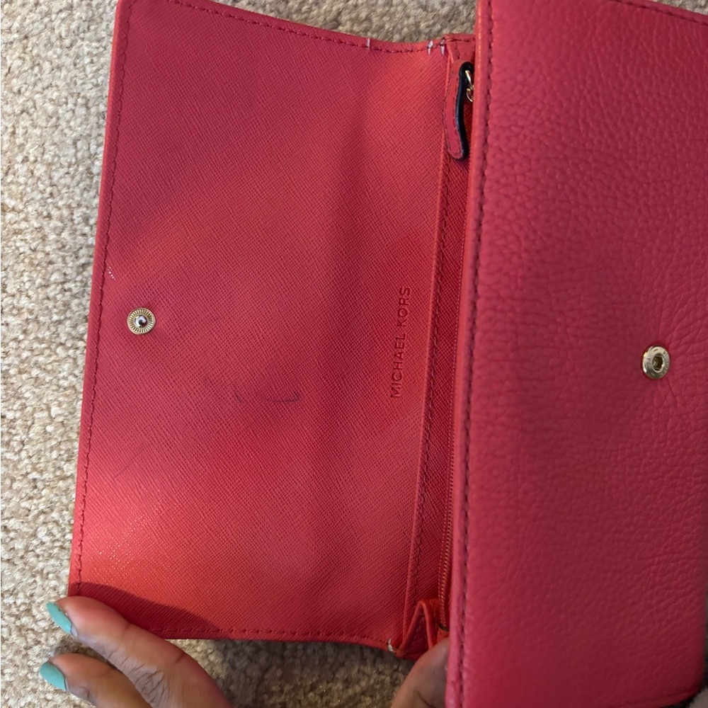 Michael Kors Cherry Red Wallet with Gold Logo - Picture 2 of 5